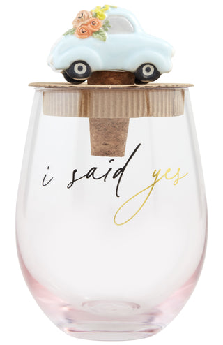 Engaged Wine Glass & Stopper Sets