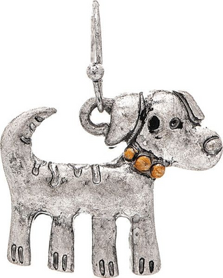 Silver Funky Engraved Dog Earring