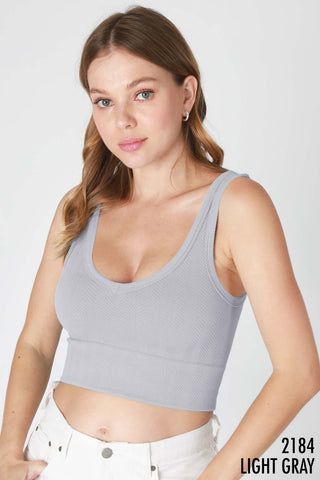 Reversible Herringbone Crop Tank