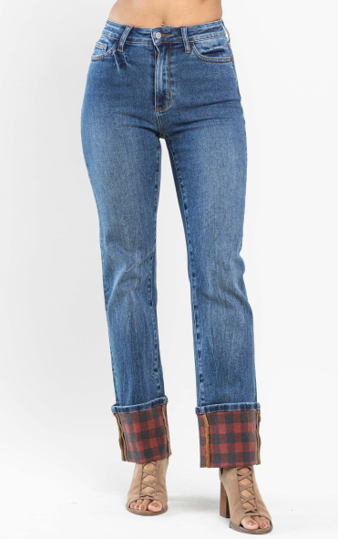 Judy Blue Plaid to the Party Straight Jean