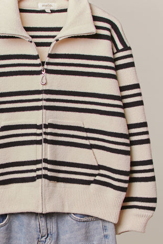 Linear Layers Zip Up Sweater