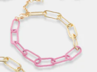 Half Enamel Paperclip Chain Bracelet