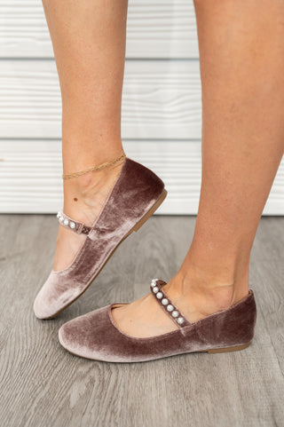 Tea Time Flats - Taupe Velvet