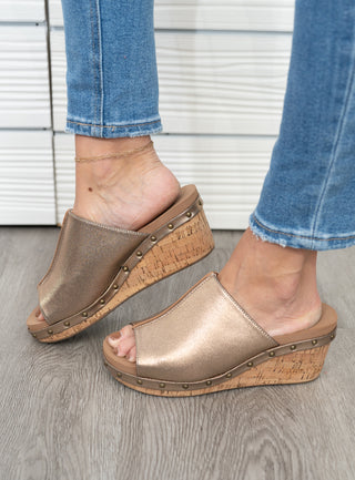 Hissy Fit Faux Suede Wedge - Bronze