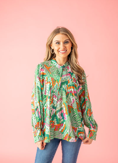 Power Within Abstract Print Blouse
