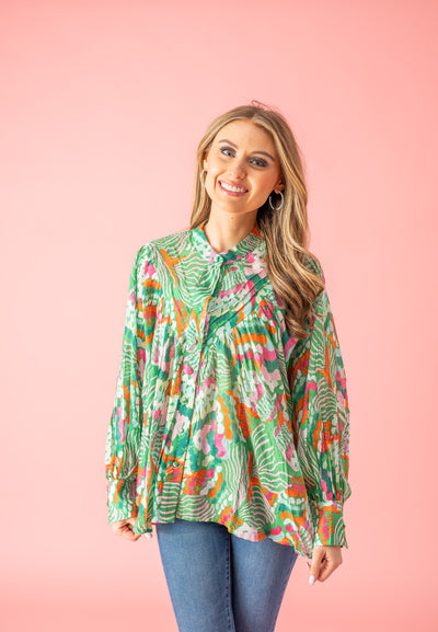 Power Within Abstract Print Blouse