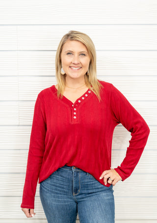 Pursuing Sweetness Ribbed Henley Top