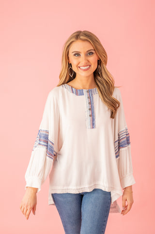 Take You Away Stripe Woven Top