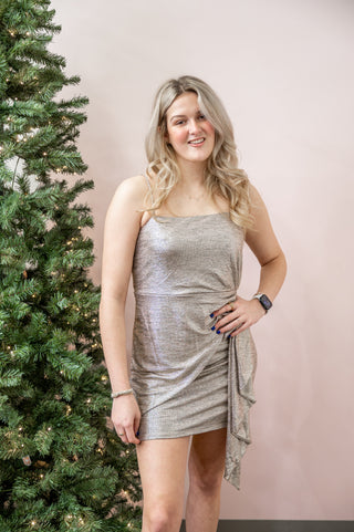 Metallic Sleeveless Mini Dress