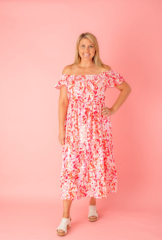 You Have My Attention Leaf Print Maxi Dress