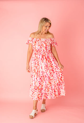 You Have My Attention Leaf Print Maxi Dress