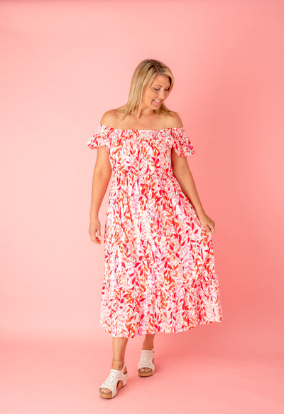 You Have My Attention Leaf Print Maxi Dress