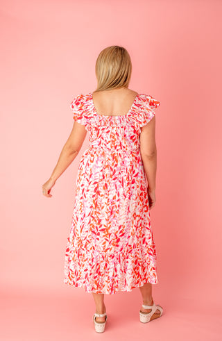 You Have My Attention Leaf Print Maxi Dress