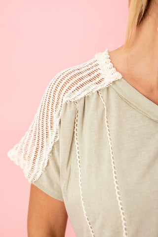 Sage It Out Crochet Sleeve Top