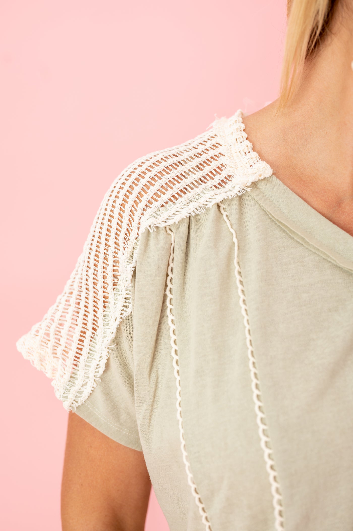 Sage It Out Crochet Sleeve Top