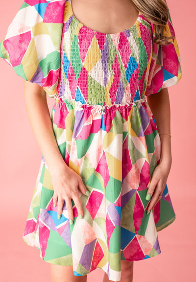 Girly Event Geometric Print Mini Dress