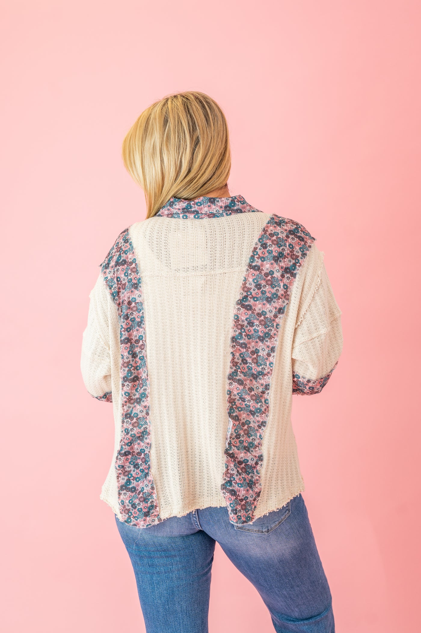 FINAL SALE POL:  Flower Patch Button Top