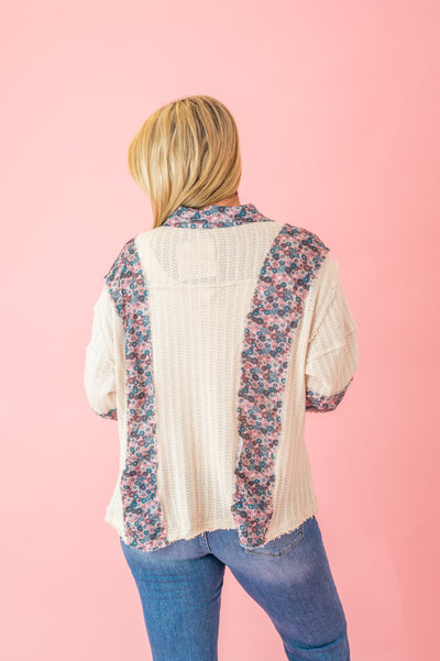 FINAL SALE POL:  Flower Patch Button Top