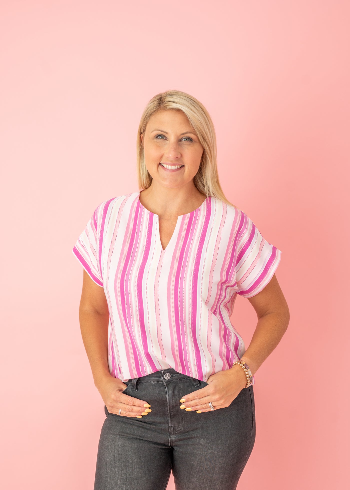 Final Sale ANDREE: Magenta Stripe Blouse