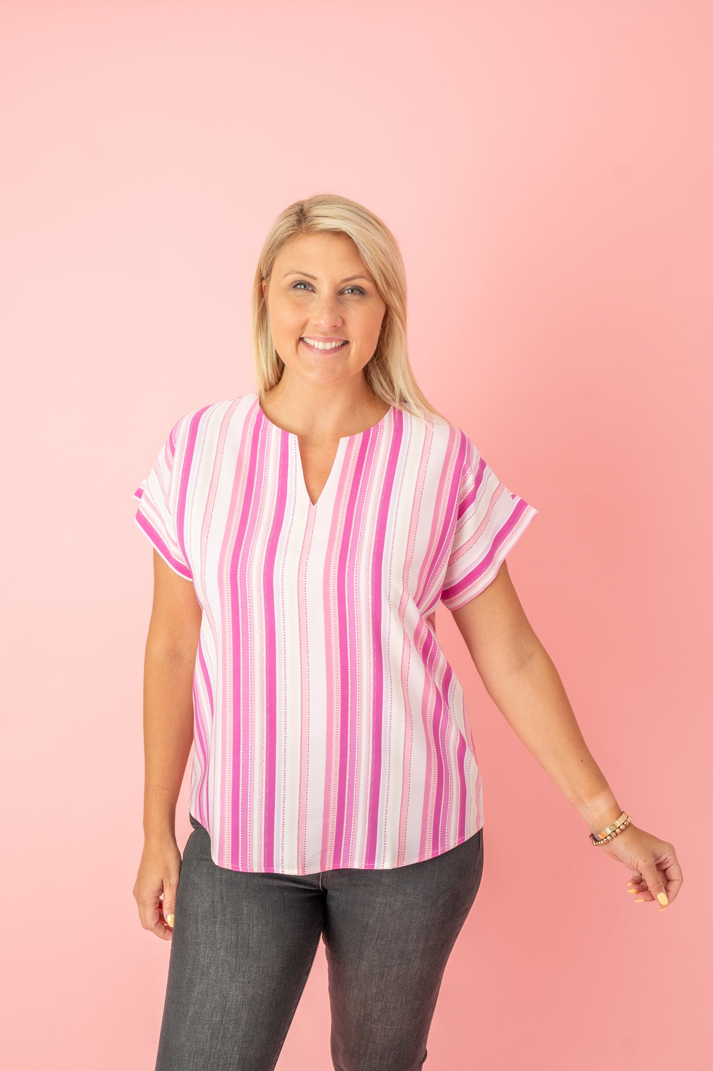 Final Sale ANDREE: Magenta Stripe Blouse