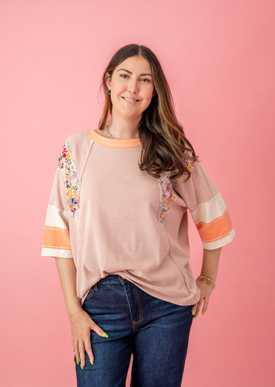 Perfectly Paired Striped Floral Top