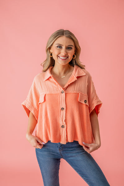 Pop Of Excitement Button-Down Top
