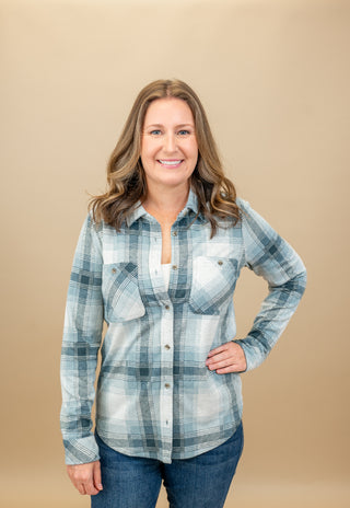 Lewis Plaid Button-Down Collard Top