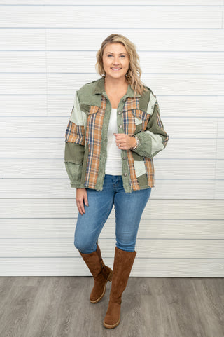 Celeste Plaid and Frayed Twill Jacket