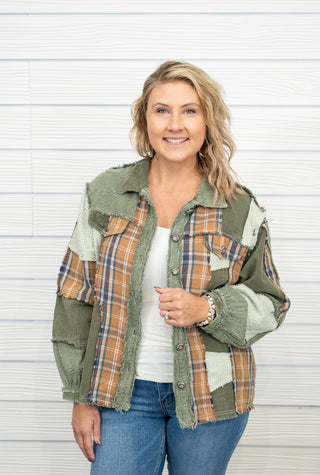 Celeste Plaid and Frayed Twill Jacket