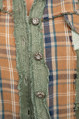 Celeste Plaid and Frayed Twill Jacket