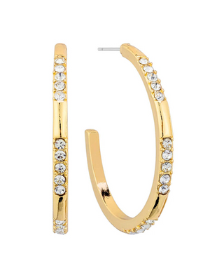 Pave Rhinestone Hoop Earrings