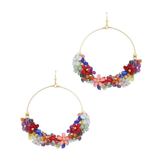 Ombre Flowers Hoop Earring