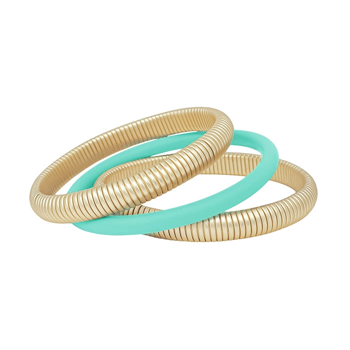 Gold Textured and Rubber Coated Bracelet Set