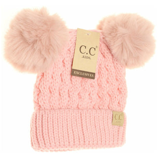 KIDS Cable Knit Pom Beanie