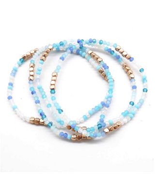 Multi Glass Bead Stretch Bracelet (Set of 4)