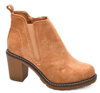 Bite Me Bootie - Camel Faux Suede