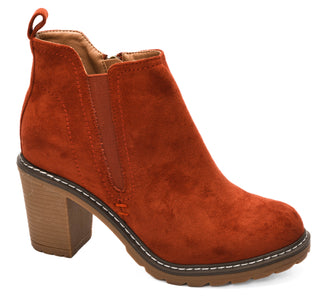 Bite Me Bootie - Rust Faux Suede