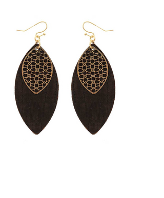 Metal & Cork Marquise Earring