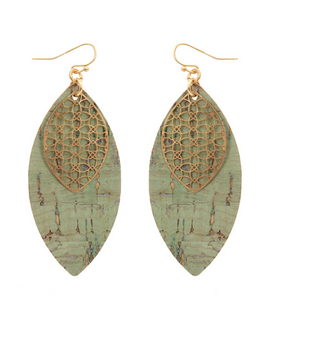 Metal & Cork Marquise Earring