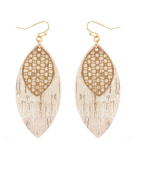 Metal & Cork Marquise Earring