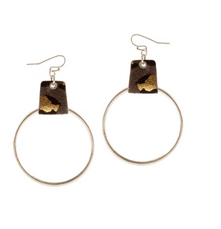 Cheetah Leather Hoop Earrings