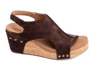 Carley Wedge - Chocolate Faux Suede