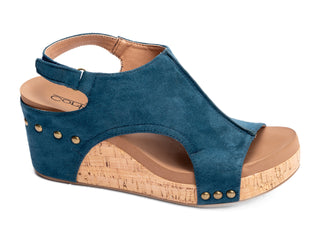 Carley Wedge - Teal Faux Suede