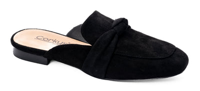 Clingy Mules - Black Faux Suede