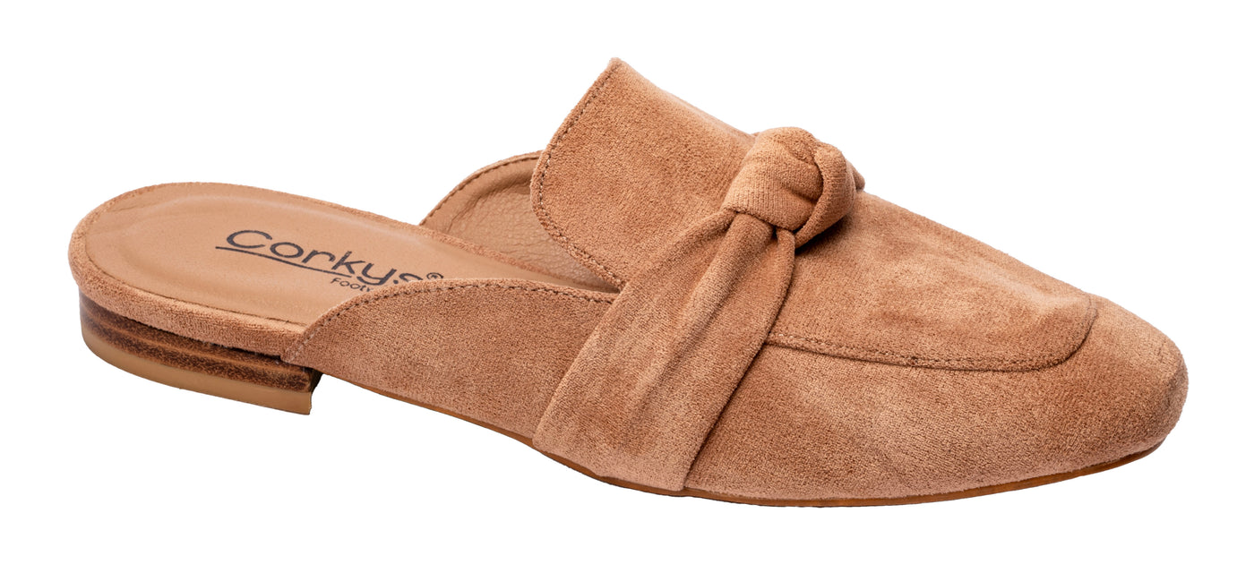 Clingy Mules - Camel Faux Suede