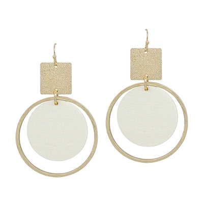 Gold Textured Earrings With Circle Details