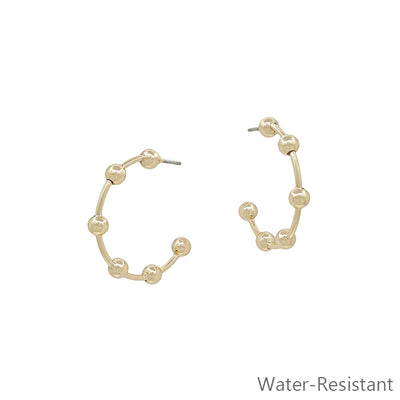 Water Resistant Hoop Earring with Bead Accent