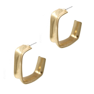 Worn Hammered Square Hoop Earring