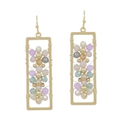 Crystal Flower Earring in Open Gold Rectangle