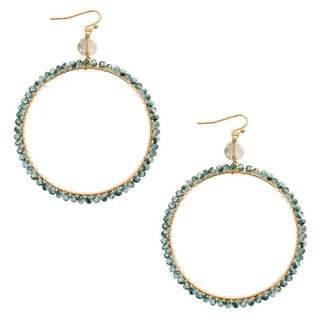 Crystal Beaded Dangle Hoop Earrings